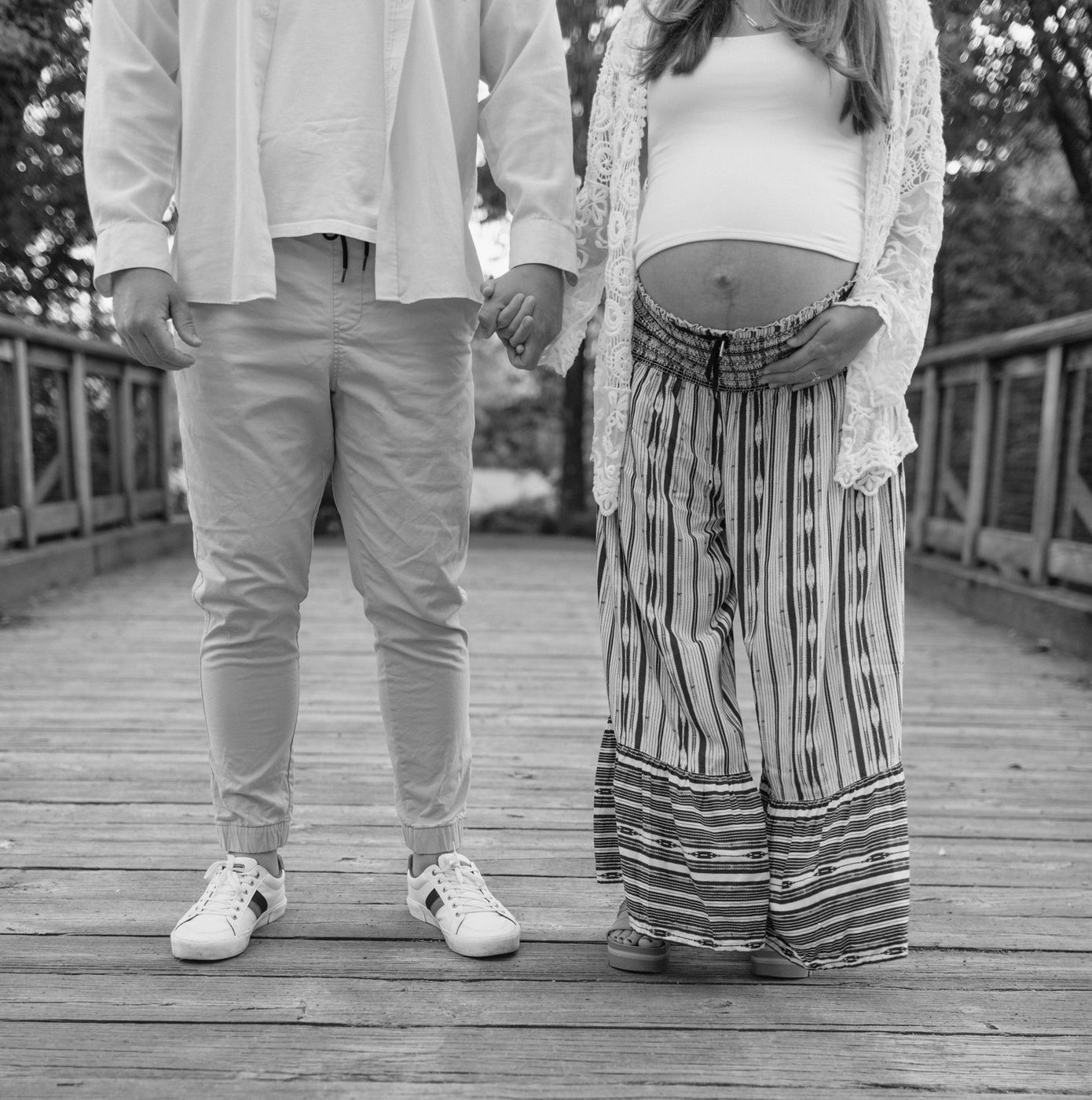 Expectant couple holding hands, maternity portrait — Home Team Photography